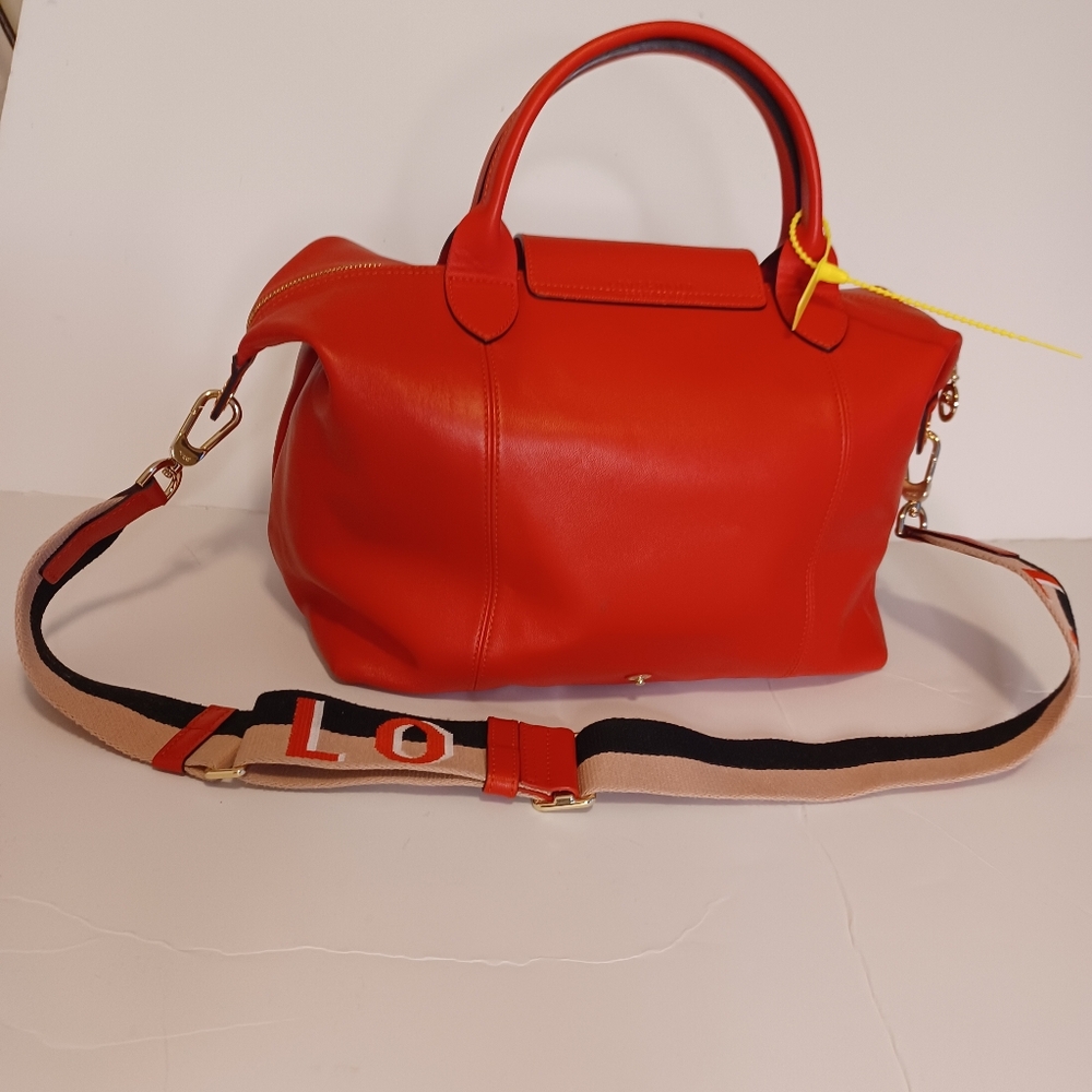 Longchamp Le Pliage Cuir Leather Satchel Handbag Purse - Picture 2 of 15